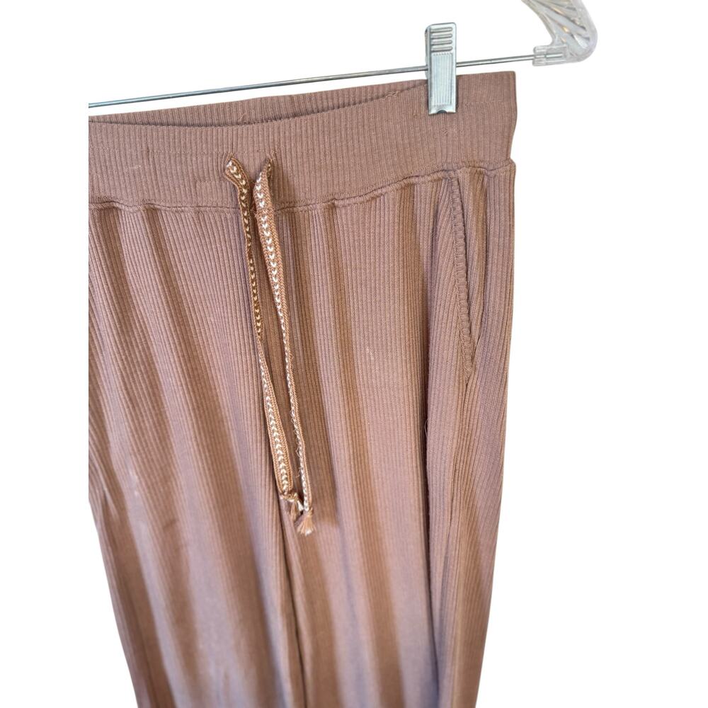 FAHERTY Roscoe Legend Rib Wide Leg Pants Sz Small Loungewear Cozy Light Brownie - Picture 4 of 12